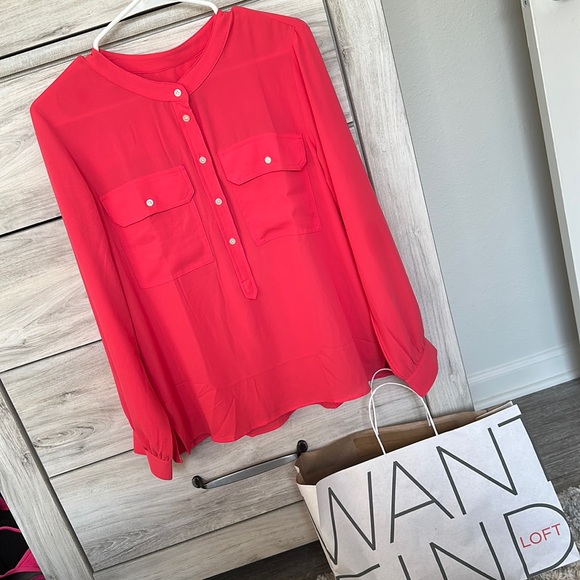 LOFT vibrant long sleeve blouse with button down neckline, brand new with tags - Picture 7 of 12